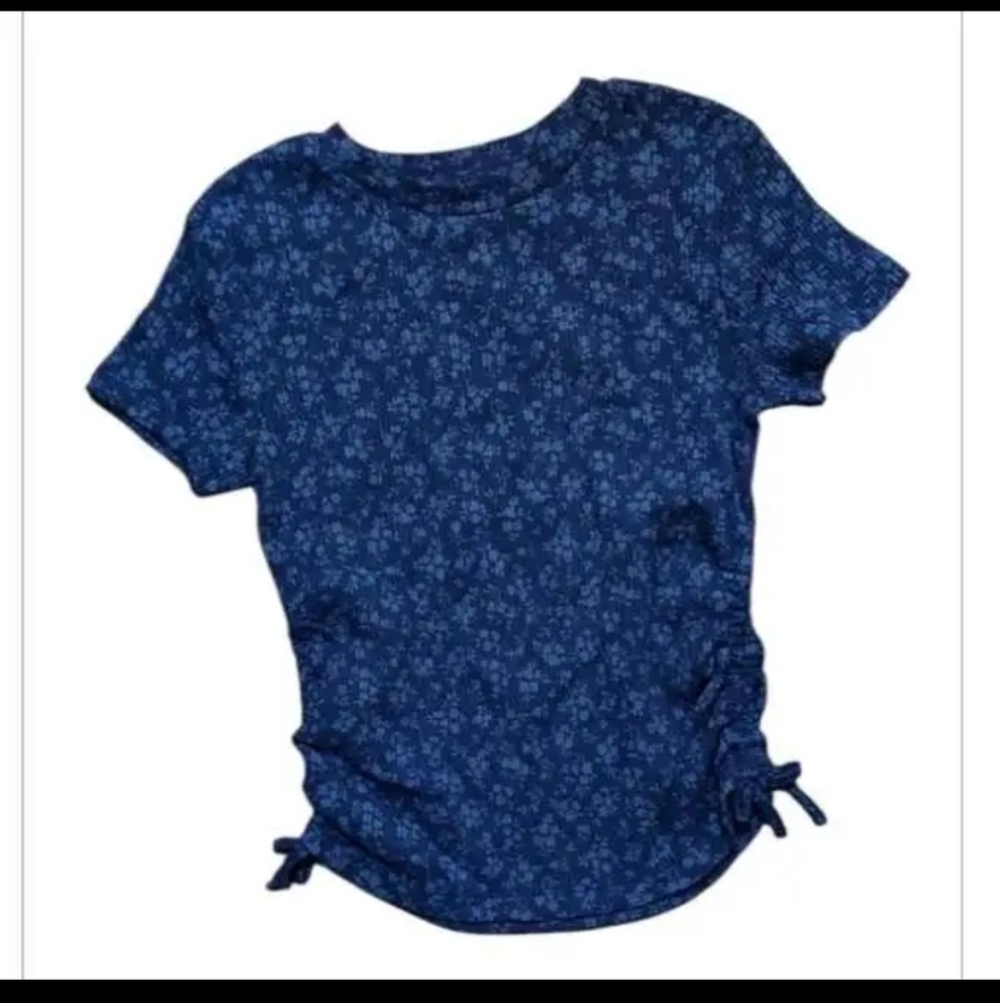 NWT Thereabouts Navy Floral Kids Ruched Top ~sz 5